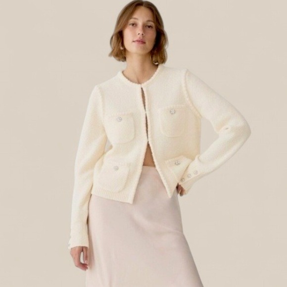 J.Crew Odette Alpaca Blend Jewel Button Lady Jacket Sz M - Picture 2 of 12